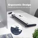 MOFII Wireless Keyboard and Mouse Combo, Computer Full Size 2.4G Plug and Play Wireless Typewriter Retro Round Keyboard and Mouse Set for Windows, Computer, Desktop, PC, Notebook - (Dark Blue)