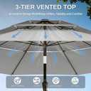 10ft Patio Umbrella, 3 Tier Outdoor Market Table Umbrellas with 8 Fiberglass Ribs and Push Button Tilt, Windproof, Vented Canopy, UV Protection for Deck, Pool, Backyard