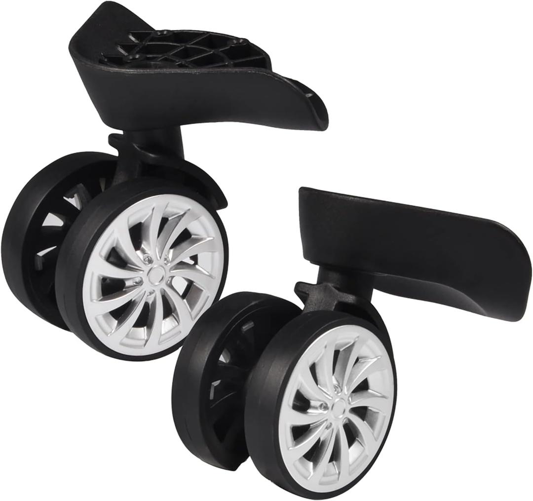 2Pcs 55mm Rubber Swivel Castor Wheels - 360 Degree Quiet Trolley & Furniture Caster, 55 millimeters