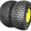 (2 Pack) MAXROLLORS 15x6.00-6 Front Tire and Wheel Assemblies Tubeless, 15x6-6 Replacement Compatible with John Deere 100 and D100 Series Riding Mowers, 3/4" Bearings, 3" Offset Hub, 4-Ply