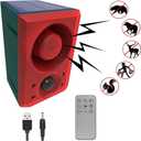 HULPPRE Solar Outdoor Motion Sensor Alarm-Dog Barking or Gunshot Sound, Support Recording&Volume,130db Loud Noise Maker,3 Work Modes Strobe Light with USB,Say Goodbye to The Intruders