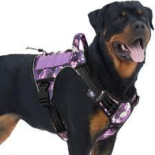 Purple Tactical Dog Harness with Handle Tactical Dog Harness for Large Dogs No Pull Adjustable Pet Harness Reflective K9 Military Service Dog Vest for Walking Hiking Training (L)
