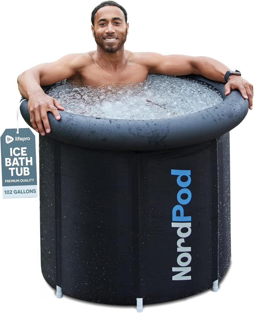 Lifepro NordPod Recovery Ice Tub  Portable Cold Plunge Tub for Athletes, Ice Bath for Recovery & Therapy  Outdoor/Indoor Use, All-Weather Lid, XL Size  Holds Up to 102 Gallons