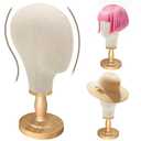 Pet Baby Wig Stand, 22inch Mannequin Head with Detachable Wood Base,Canvas Head Holder for Hair Styling Jewelry Glasses Headband Display, Wig Stand for Wigs,Hats, Caps, Headdress, Beige