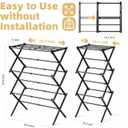 BAKON Clothes Drying Rack Foldable for Small Space, No Installation Required, Rustproof & Extendable Laundry Rack for Indoor & Outdoor Dorm Room Apartments RV, Black, 16.3" to 28.9"