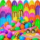 300 PCS 2.4" Fillable Plastic Easter Eggs with 6 Golden Eggs, Empty Colorful Eggs for Kids Easter Hunt Classroom Rewards Basket Stuffers Easter Party Favors
