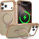 Designed for iPhone 17 Pro Max Case with Magnetic Stand, [Military Drop Protection][Great Grip Feeling] Matte Translucent Back Slim Shockproof Phone Cover for iPhone 17 Pro Max 6.9", Gold (Bronze)