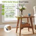 Solid Wood End Table Set of 2, Farmhouse Side Table with Storage Shelves, 11.81"D x 23.62"W x 24.02"H