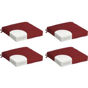 Arden Outdoor Seat Cushion, Foam, 4-Pack, 19x19, Ruby Red | Premium High Density Foam, Never Flattens, Weather-Proof for Outdoor Chairs, Mold and Mildew Resistant
