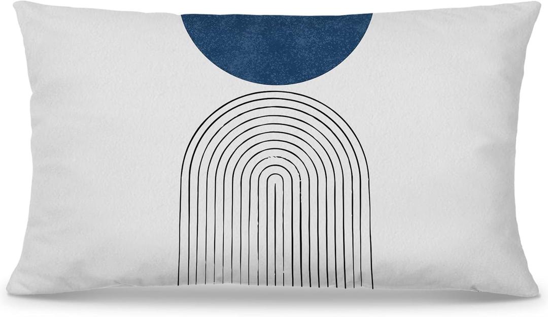 Nogrit Navy Blue Boho Pillow Covers 12x20, Mid Century Modern Throw Pillow Cases, Boho Decor for Living Room & Bedroom