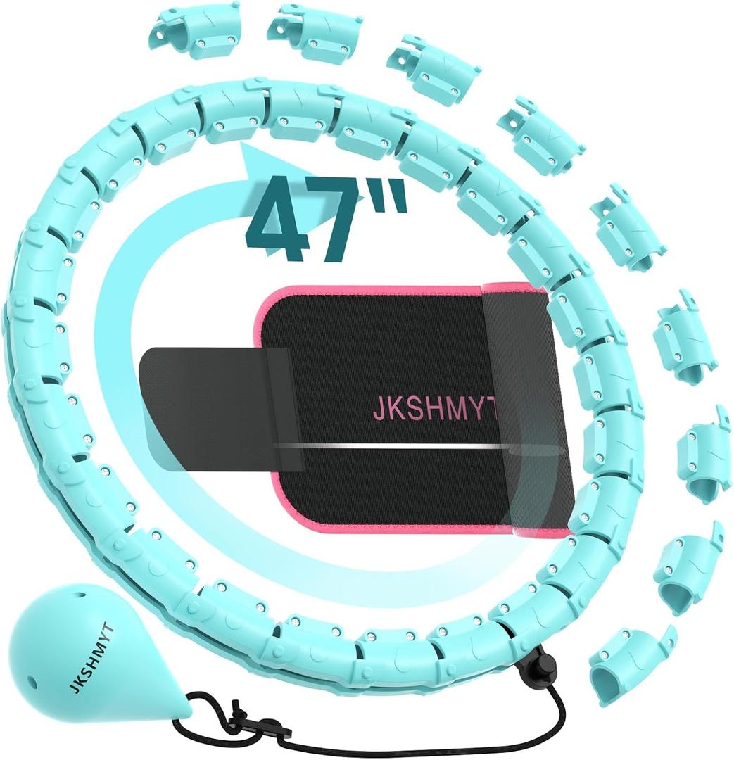 JKSHMYT Weighted Hula Circle Hoops for Adults Weight Loss, Infinity Fitness Hoop Plus Size 47 Inch, 24 Detachable Links, Exercise Hoop Suitable for Women and Beginners