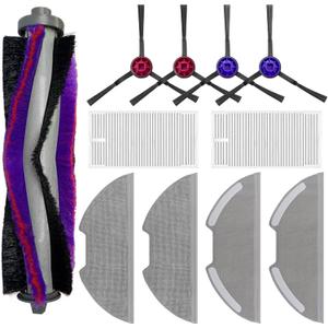 Replacement Parts Kit for Eureka E10s/E20 Plus Robot Vacuum Cleaner,1 Main Roller Brushes, 4 Side Brushes, 2 HEPA Filters, 4 Mop Pads-11Pack