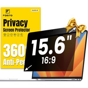 F FORITO 15.6 Inch Laptop Privacy Screen Protector, 360 Anti Peeping and Anti Glare Laptop Privacy Shield Compatible with 15.6" HP/Lenovo/Dell/Acer/ASUS/Thinkpad with 16:9 Aspect Ratio