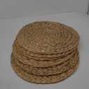 6 Pack, Round Woven Placemats, Natural Water Hyacinth Wicker Place mats, Braided Straw Table Mats for Dining Table, Fall, Halloween, Thanksgiving, Chrismats (13.8 inch)