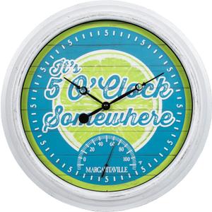 La Crosse Technology 433-3841MV2T 15.75" Indoor/Outdoor Quartz Clock with Temp-Margaritaville Its 5 OClock Somewhere