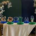 8 Pcs Tartan Plaid Style Bear Baby Shower Decorations Green Blue Bear Baby Shower Honeycomb Centerpieces 3D Table Decorations for Gender Reveal Birthday Party Supplies Table Centerpieces