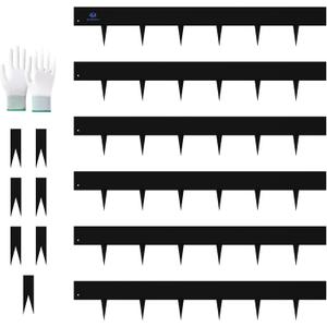 20ft.Metal Landscape Edging 6 Pack 6 inch,Steel Garden Edging with a Pair of Gloves and 7 Stakes, Galvanized Steel Landscape Edging for Fence, Yard Pathway, Flower Beds (40" L x 6" H Each, Black)