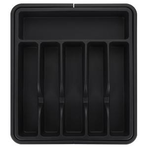 VIBORA Large Silverware Organizer for Drawer, Expandable Utensil Tray for Kitchen Cabinets, BPA Free Cutlery and Flatware Holder, Adjustable Plastic Storage for Spoons, Forks, and Knives, Large, Black