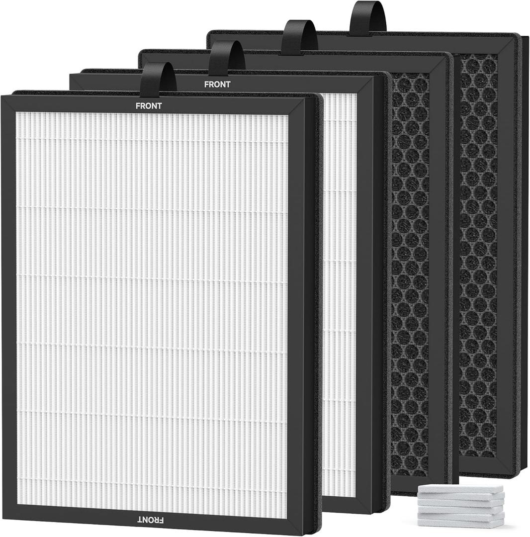 4 Packs M200L Replacement Filter Compatible with MOOKA M200L Air Cleaner Purifier, 3 Stages of Filtration with Activated Carbon,Main,Pre-filter and Extra 6 Aroma Pads