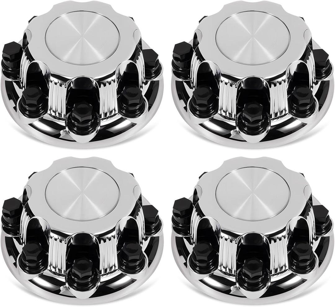 LEAPTREND 8 Lugs Chrome Wheel Center Caps (New Glossy Silver Design) 4pcs Fit for 1998-2013 Chevy/Chevrolet Silverado Avalanche Suburban&GMC Sierra Yukon 1500 2500 3500 Rim Hub Cover, Replace 15039489, 7.91 Inches