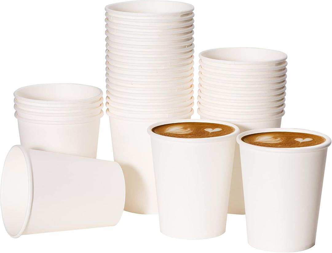 RACETOP 1000 pack 8 oz Paper Coffee Cups Disposable, Hot Coffee Cups 8oz, Office Coffee Cup (8 oz 1000 pack) (white, 1000)