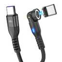 Magnetic Charging Cable Fast Charging, PD100W Magnetic Phone Charger USB C to Type C Cable for MacBook Pro Charger Cord Android Pad Pro Samsung [1 x 6FT Black]