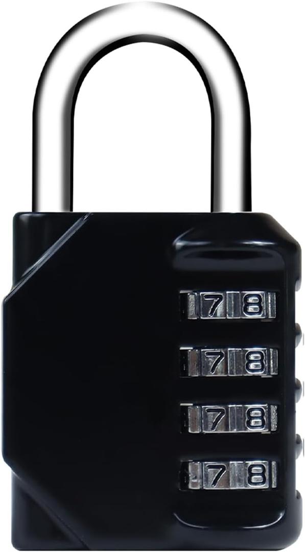 Combination Lock 4 Digit, Resettable Locker Lock,Waterproof Metal Combination Padlock for School Gym Locker, Sports Locker, Fence, Toolbox, Gate and Storage- Easy to Use and Set (Black)