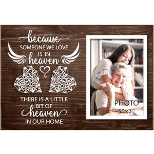 Yudarte Wooden String Heart Memorial Picture Frame 5x7 Inches Photo - Bereavement Sympathy Grieving In Memory of Loved One Gifts