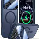 [Upgraded Full Camera Protection] for iPhone 17 Pro Max Case with Camera Cover Stand [Fit for MagSafe][10FT Mil-Grade Protection] Translucent Magnetic iPhone 17 Pro Max Phone Case, Blue