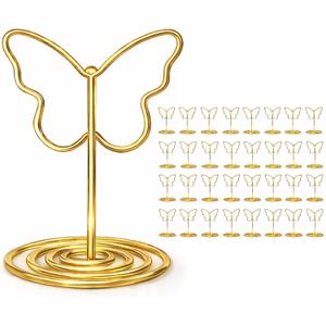 32 Pcs Gold Butterfly Table Number Holders Metal Place Card Holders for Wedding Reception Party Photo Menu Name Cards