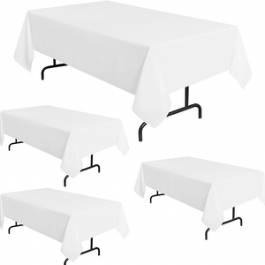 4 Pack Black Tablecloth 60x102 Inch for 6ft Rectangle Tables, Washable Polyester Table Cover Table Clothes for Dining Wedding Buffet Parties Banquet Restaurant Conference (White, 60 x 102 Inch)