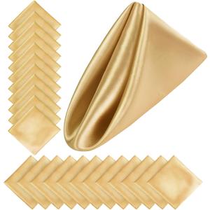 Aneco 24 Pieces Satin Napkin Square 20 x 20 Inches Dinner Napkins Weddings Party Napkin Soft Table Napkins for Romantic Weddings Party Dinner Decoration (Gold)