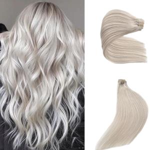 Women Hairpieces with Clips,OiMiGO Clip in Human Hair Extensions, Human Hair White 70g 5pcs 18Inch for Woman Beauty & Fashion Soft 10A Human Hair Straight Hair Extension (#ice white,18Inch)