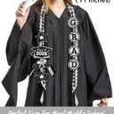 CiyvoLyeen Graduation Leis with Glitter Pins Class of 2026 Decoration Handmade Double Braided Ribbon Garland for Graduate Her Him High School University Graduation Gift Idea (Black & Silver)