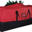 Christmas Tree Storage Bag, 600D Oxford Extra Large Moving Bags, Fits Up to 7.5 Ft Artificial Trees, Heavy-Duty Waterproof Christmas Decorations Storage Bags with Handles, Zippers & Card Slot (Red)