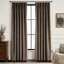 Jolilight Pinch Pleated Brown Velvet Curtains for Living Room Modern Elegant Plush Velvet Luxury Fabric Room Darkening Window Drapes Bedroom Curtain 40x102