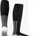 LUX Anti Slip Soccer Knee Socks,Non Slip Football/Basketball/Hockey Sports Grip Socks Black