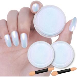 Artdone 2Pcs Chrome Nail Powder,Unicorn Mermaid Aurora Nail Powder,Iridescent Chameleon Effect Nail Color Metallic Mirror Chrome Powder Kit for Nail Art Glitter Gel Polish kit