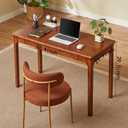 Solid Wood Computer Desk with Storage Drawers (Walnut Color, 47.2inch)