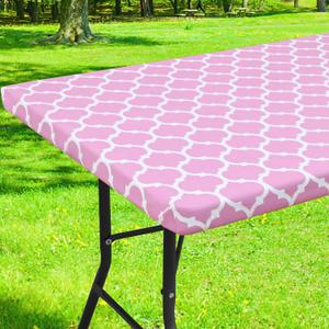 Smiry Picnic Fitted Table Cover, 4 Foot Flannel Backed Vinyl Tablecloth, 48"x30"