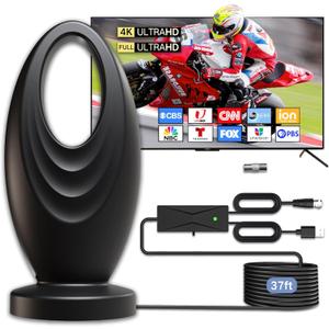 2026 TV Antenna for Smart TV and Old TV, 2200+ Miles Range HD Digital TV Antenna Indoor with 360 Signal Strongest Booster, Supports Local Channels 1080P 4K Reception for Home, RV, Camping (33ft)