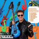 24 Pcs Inflatable Instruments Party Props Set Inflatable Guitar Microphone Saxophone Bass Recorder Piano Theme Rock Decorated Vintage Period Party
