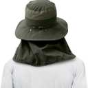 2 x 3 Pack Mens Outdoor Wide Brim Fishing Hat,UPF 50+ Sun Protection Cap with Face Neck Flap for Hiking & Garden