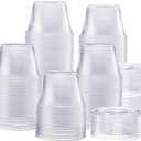 GUSTO 4 oz Jello Shot Cups with Lids [200 Count] Clear Plastic Portion Containers, Condiment Cups for Sauces, Dressings & Samples  Durable, Stackable, Leak-Resistant (Formerly Comfy Package)