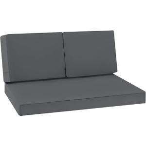 Favoyard Outdoor Loveseat Cushion Set 46 x 26 Inch Waterproof & 3-Year Fade Resistant Patio Furniture Cushions with Removable Cover, Ties and Hidden Zipper for Sofa Bench Couch pad Set of 3, Dark Gray