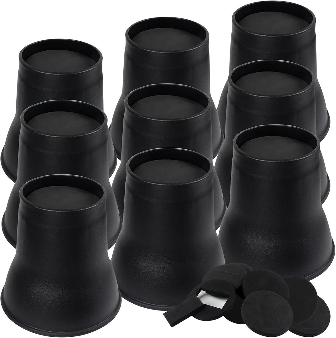 DEDU Bed Risers 6 Inch Heavy Duty 9 Pack, Furniture Risers with Caster Pads Supports Up to 6600 Lbs, Round Couch Risers for Sofas, Couch, Desk or Chair (Black)