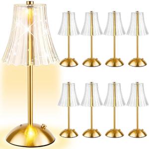 8 Pcs Cordless Table Lamp Rechargeable Touch Lamp, Gold Flower
Alloy & Acrylic, 4.9x11.8 Inch, 1800mAh Battery, USB Charging, 3 color Touch Dimming, Bedroom Living Room Decoration