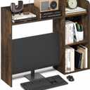 Furinno Classic Desk Shelf, 5-Shelf Desktop Hutch, Book Shelf, 3-Tier Desk Organzier, for Office Supplies, Office Desk Accessories, for Home Office, College, Dorm, Amber Pine, 5 Shelves