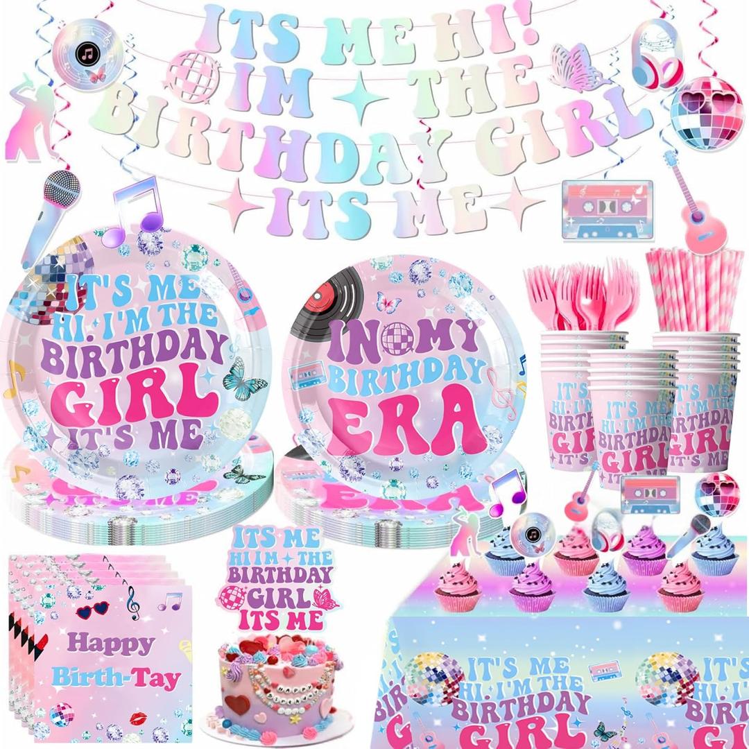 Its Me Hi Im The Birthday Girl Its Me Birthday Decorations Party Supplies Girls Party Favors Banner Cake Topper Cupcake Toppers Balloons Plates Cups Forks Straws Napkins Tablecloth Hanging Swirls