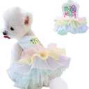 Dog Easter Outfit with My 1st Easter Embroidery Letters Holiday Puppy Dress Rainbow Dog Tutu Cat Apparel Fancy Pet Clothes for Chihuahua Yorkie Pomeranian Poodle(Colorful, X-Large)